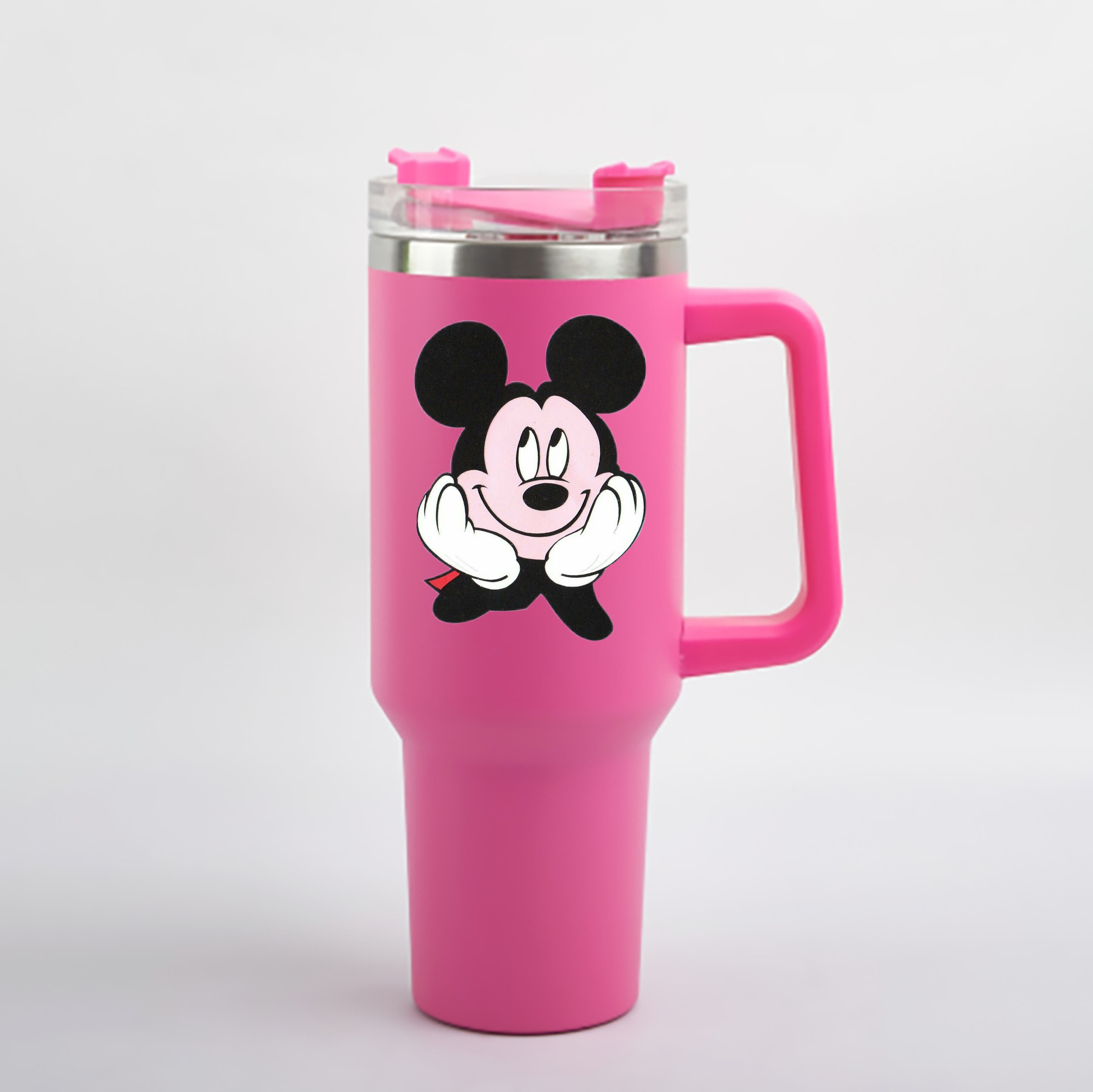 （画像用） ミッキーマウス Mickey Mouse 1200mL車用タンブラー - クリスタルステッカー（プラスチックストロー付き）